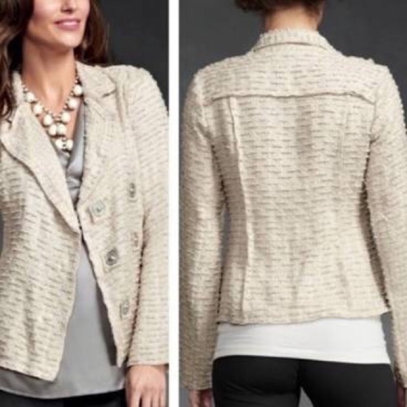 CAbi Cream woven The Estate Chenille Double Breasted jacket moto SMALL - Picture 13 of 15